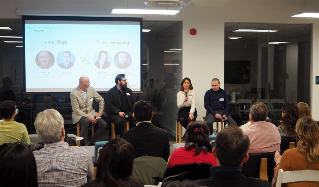 Risks and rewards of technological innovation 3 Fern karsh speaking during the risks and rewards of technological innovation debate at resolver