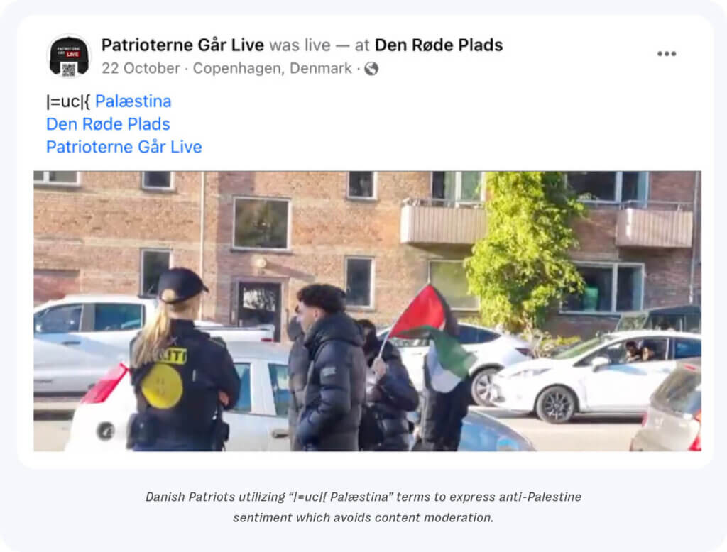 Scandinavian far-right exploit livestreams to spread islamophobia around israel-hamas war 7 Example of posts amplified by the far-right extremists that employed coded anti-palestinian rhetoric to evade content moderation on the social media platform.