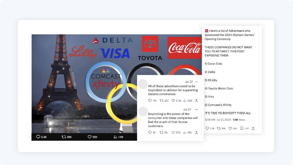 Posts targeting olympics brands due to backlash over the opening ceremony gained significant traction online.