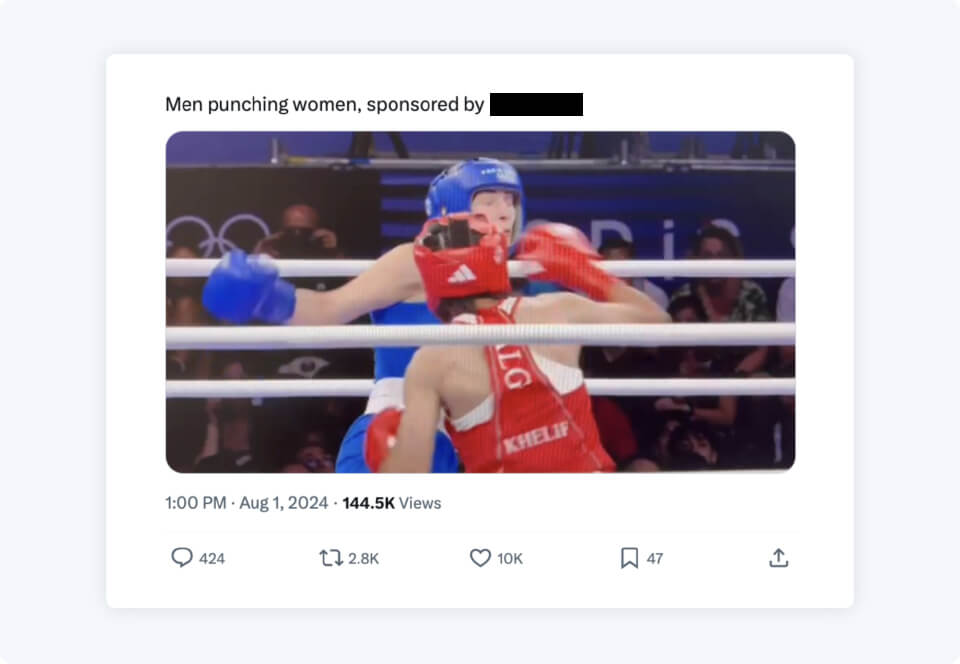 Brands advertising at the olympics faced backlash and boycott calls over social issues related to transgender athletes participation at the games.