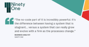 Social image featuring a quote from ninety one about how resolver’s enterprise grc solutions saved them time