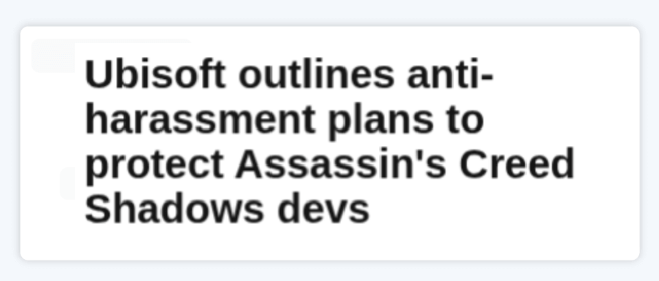 Headline ubisoft anti harassment plans assassins creed shadows