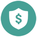 Shield with dollar sign icon representing financial risk protection through compliance.