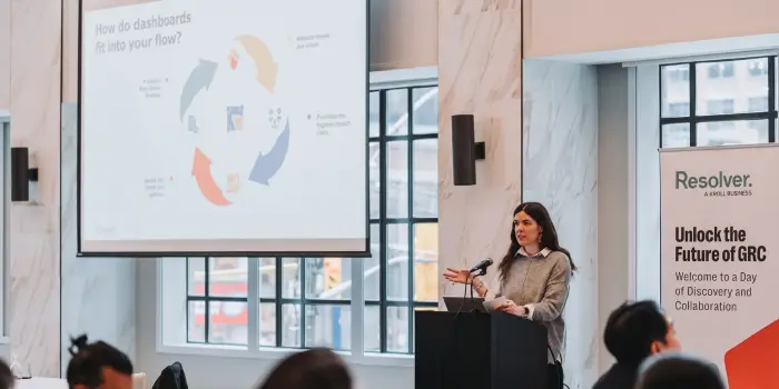 Key insights from resolver's grc day 2024 4 Grc product manager erin peck presenting 'how do dashboards fit into your flow? ' at resolver's grc day 2024.