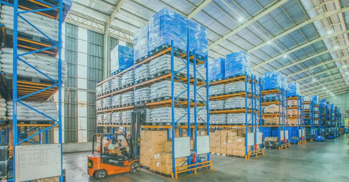 An image of a supply chain operations warehouse storage facility
